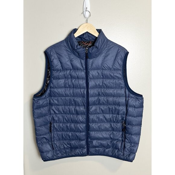 Hawke & Co Men’s 2XL Down Filled Puffer Vest Navy Blue Pockets Sport Performance - Picture 1 of 9